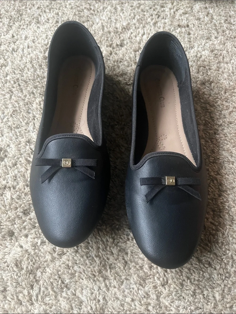 Charter Club Black Bow-Accent Slip-On Flats